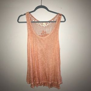 coral urban outfitters crochet tank